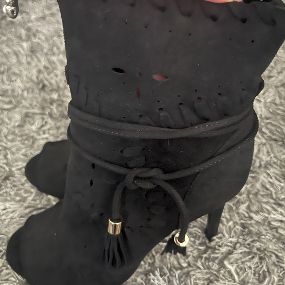 Open Toe Suede Ankle Boot - Picture 8 of 9